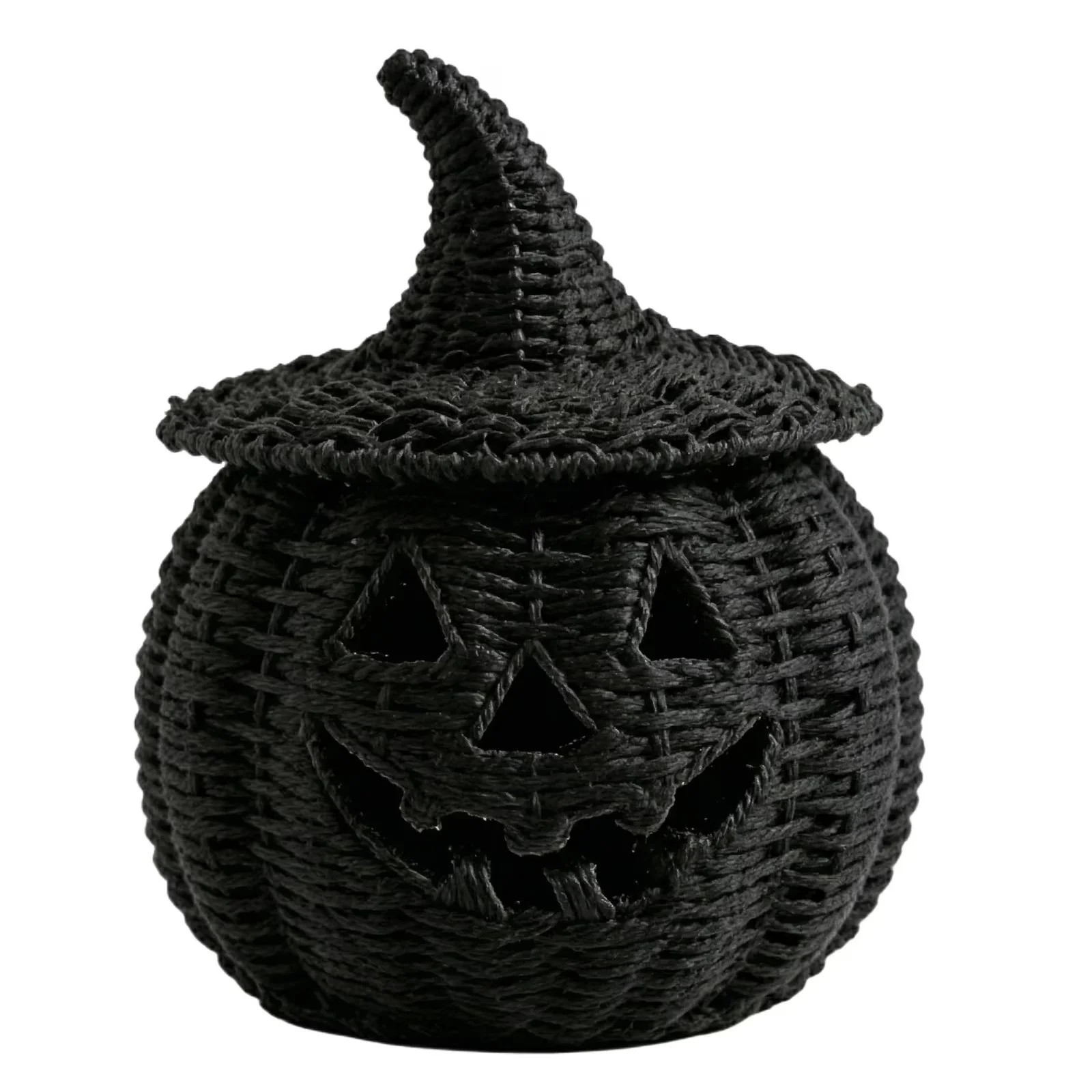 Halloween Decoartions Halloween Pumpkin  Basket With Lid Black Wicker Pumpkin Ornament Decoration Handmade Wicker Pumpkin Tabletop Decor Suitable For | Wayfair North America