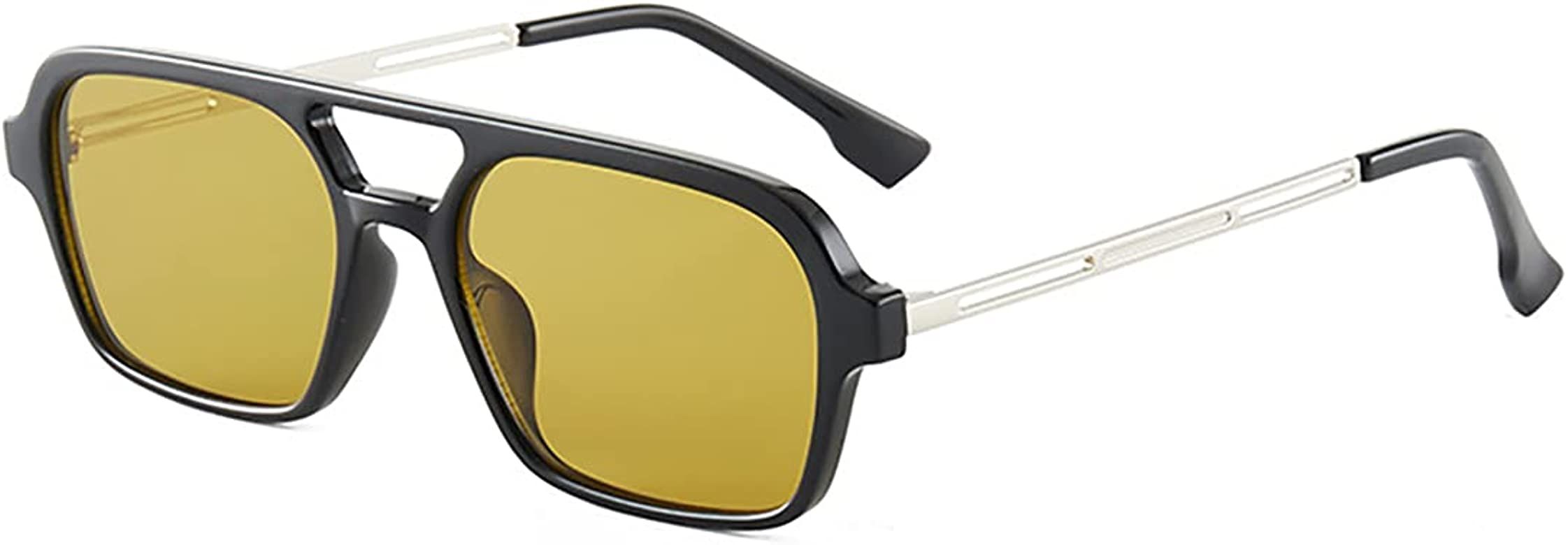 Trendy Retro Vintage 70s Square Flat Aviator Sunglasses for Women Men Rectangle Small Shades Narrow  | Amazon (US)