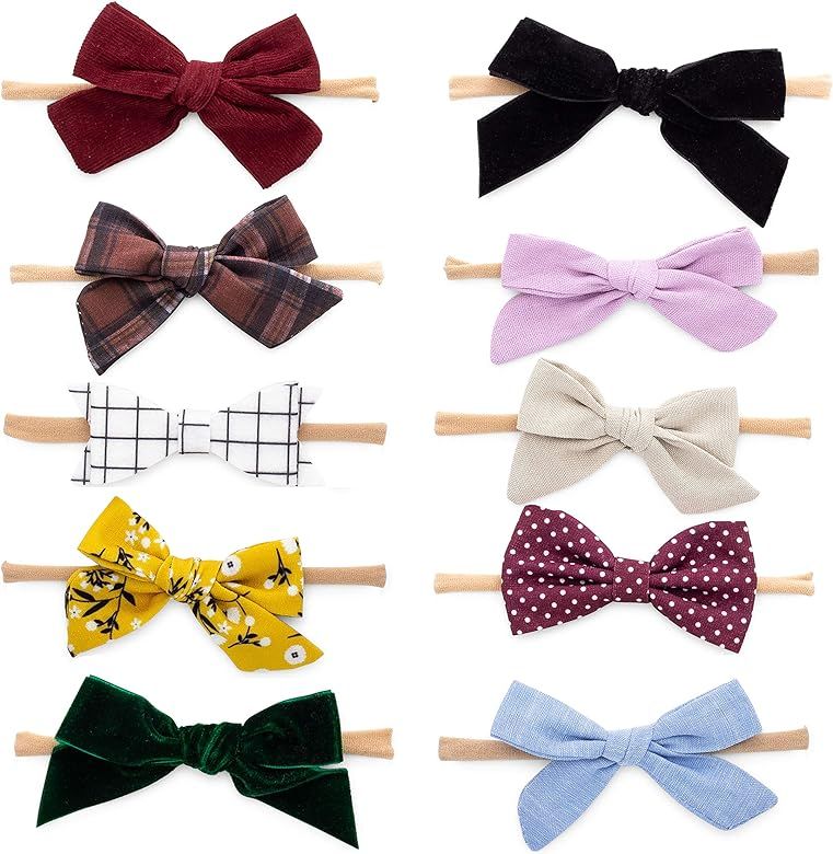 Parker Baby Girl Headbands and Bows, Assorted 10 Pack of Hair Accessories for Girls | Amazon (US)