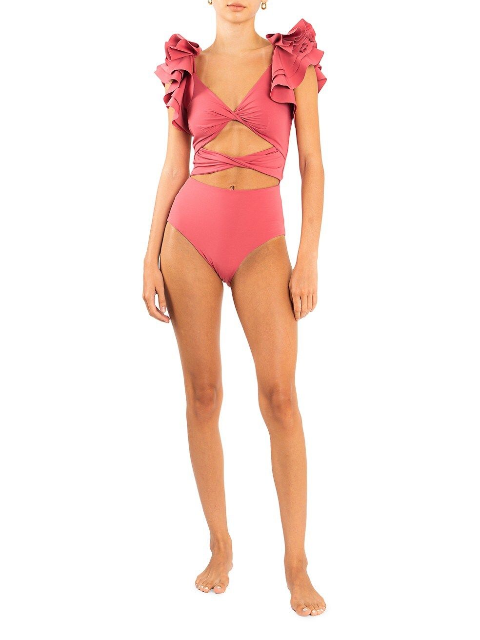 Coral One-Piece Cut-Out Swimsuit | Saks Fifth Avenue