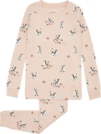 Kids' Kitten Fitted Organic Cotton Two-Piece Pajamas | Nordstrom