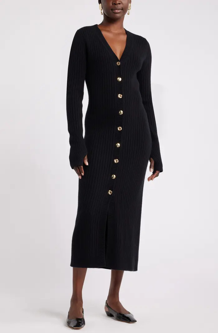 Harbison Long Sleeve Rib Midi Sweater Dress | Nordstrom