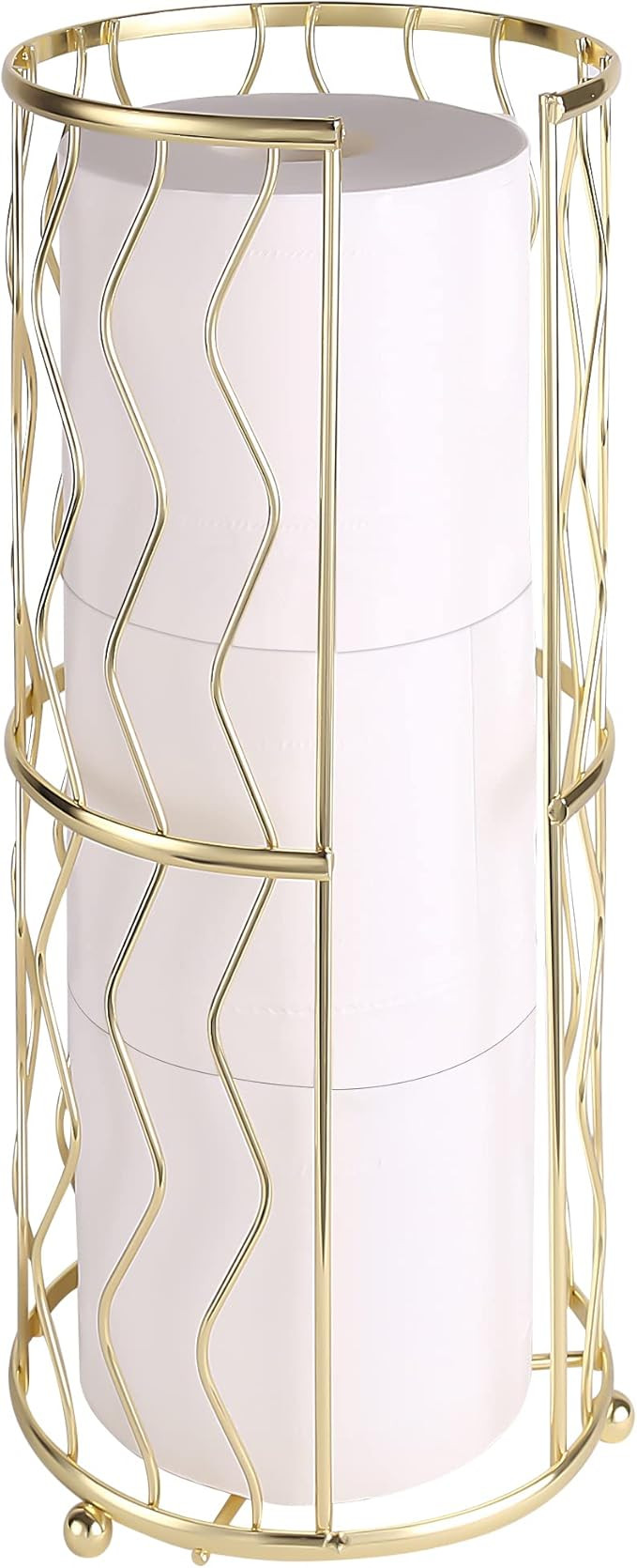 Megier Decorative Metal Standing Toilet Tissue Holder for Bathroom/Powder Room, Compact Tissue Re... | Amazon (US)