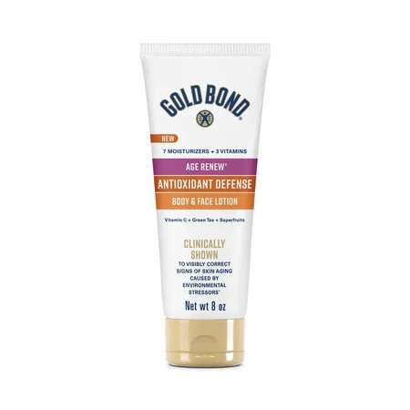 Gold Bond Age Renew Antioxidant Defense Body and Face Lotion, Brightens, Smooths and Evens Skin Tone, Nongreasy Moisturizer With Vitamin C, Superfruits and Green Tea, 8 oz. | Walmart (US)