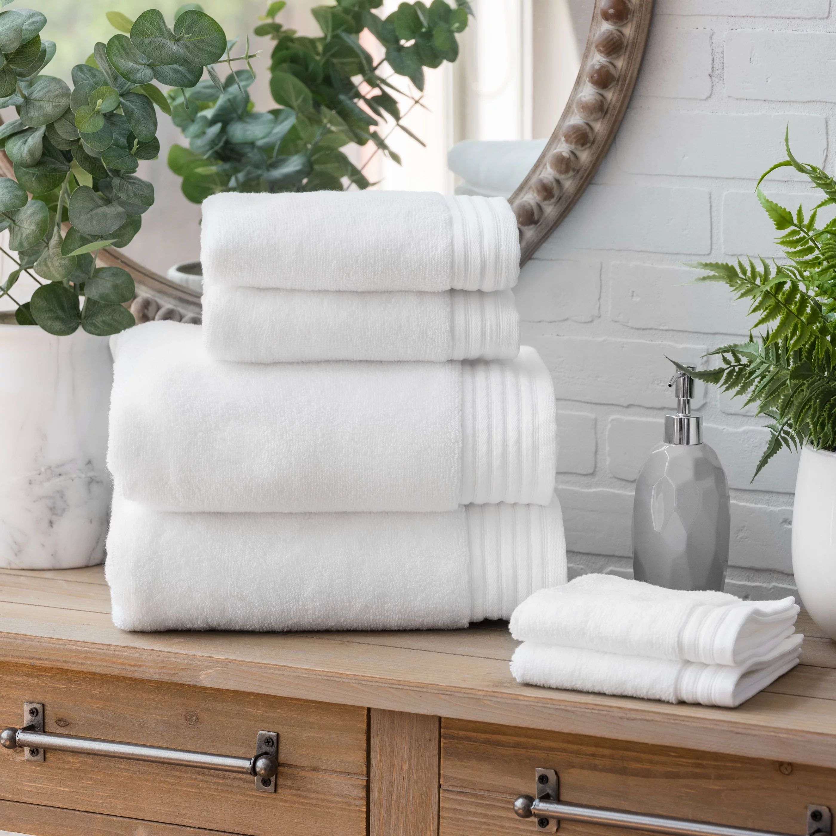 Allswell Egyptian Cotton Bath Towel, 6-Piece Set, White - Walmart.com | Walmart (US)