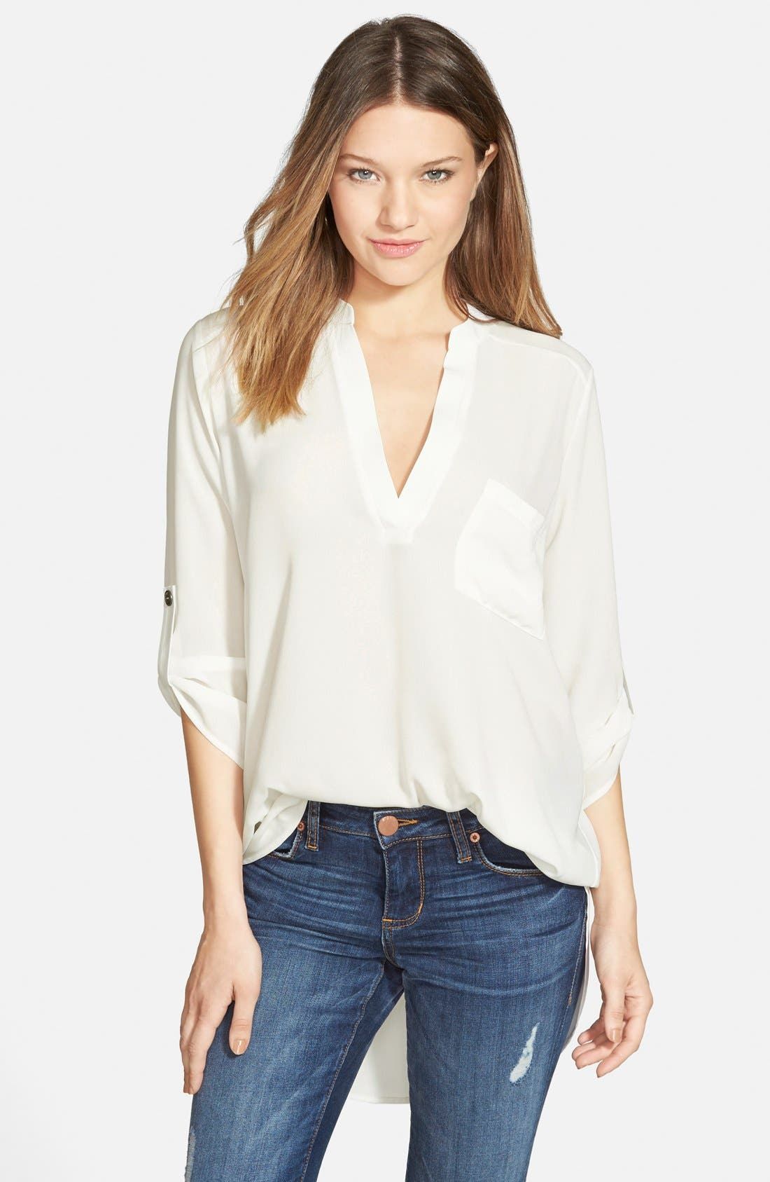 'Perfect' Roll Tab Sleeve Tunic | Nordstrom