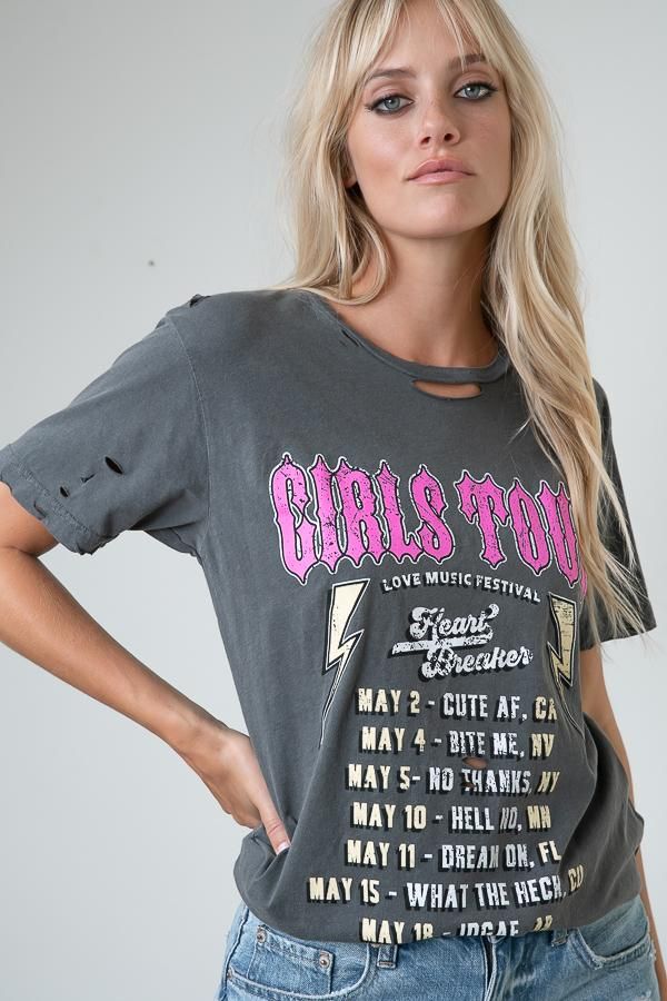 GIRLS TOUR DESTRUCTED TEE | LULUSIMONSTUDIO