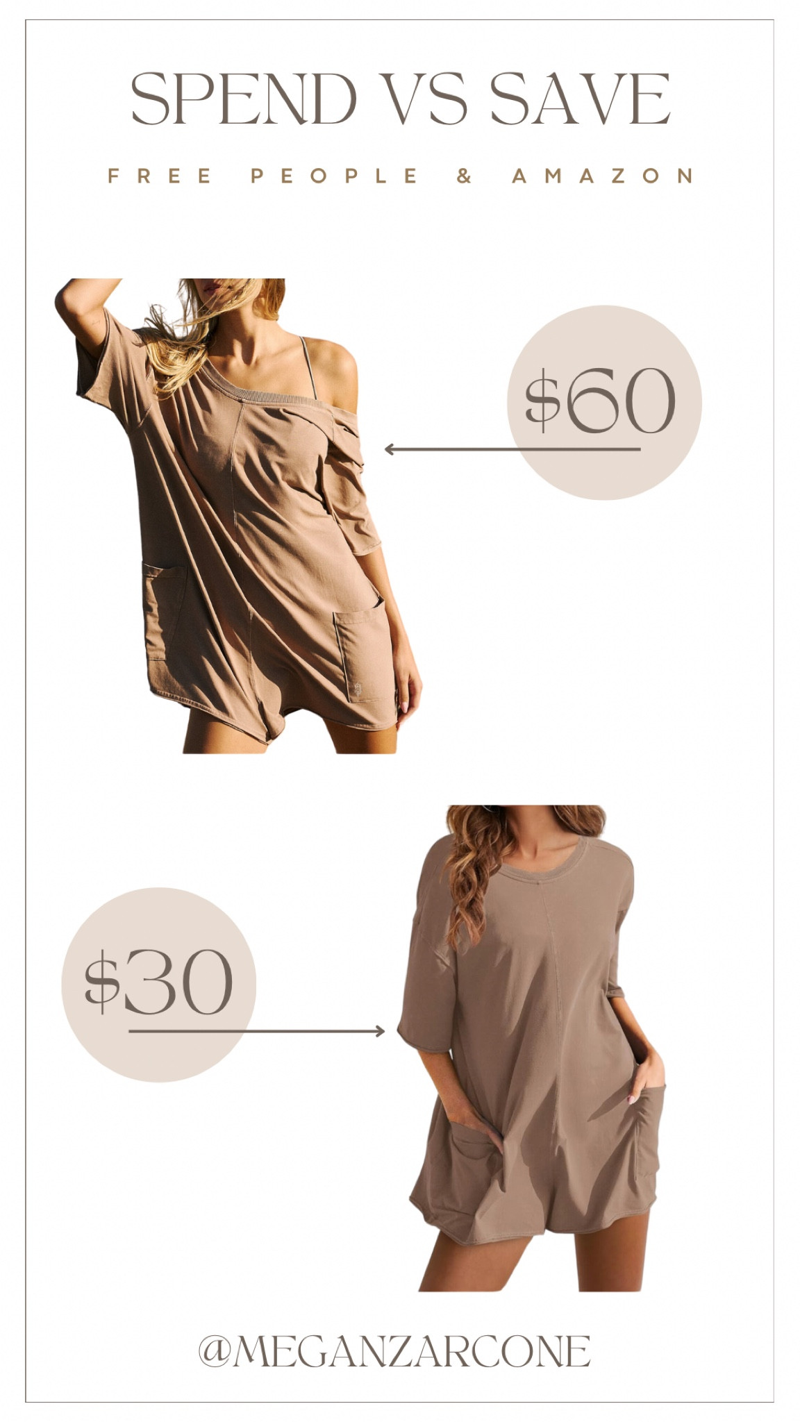 Spend VS Save! 
Free People and Amazon tee shirt romper. 
#FreePeople
#Shortromper
#Amazon

#LTKSeasonal #LTKfindsunder100 #LTKstyletip
