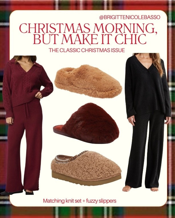 Matching knit sets + fuzzy slippers are my go-to for a cozy yet elevated Christmas morning outfit. These soft lounge sets feel polished enough for opening gifts and relaxing at home, while plush slippers keep everything comfortable and warm. The perfect Christmas loungewear for a chic holiday morning.

#LTKGiftGuide #LTKSeasonal #LTKHoliday