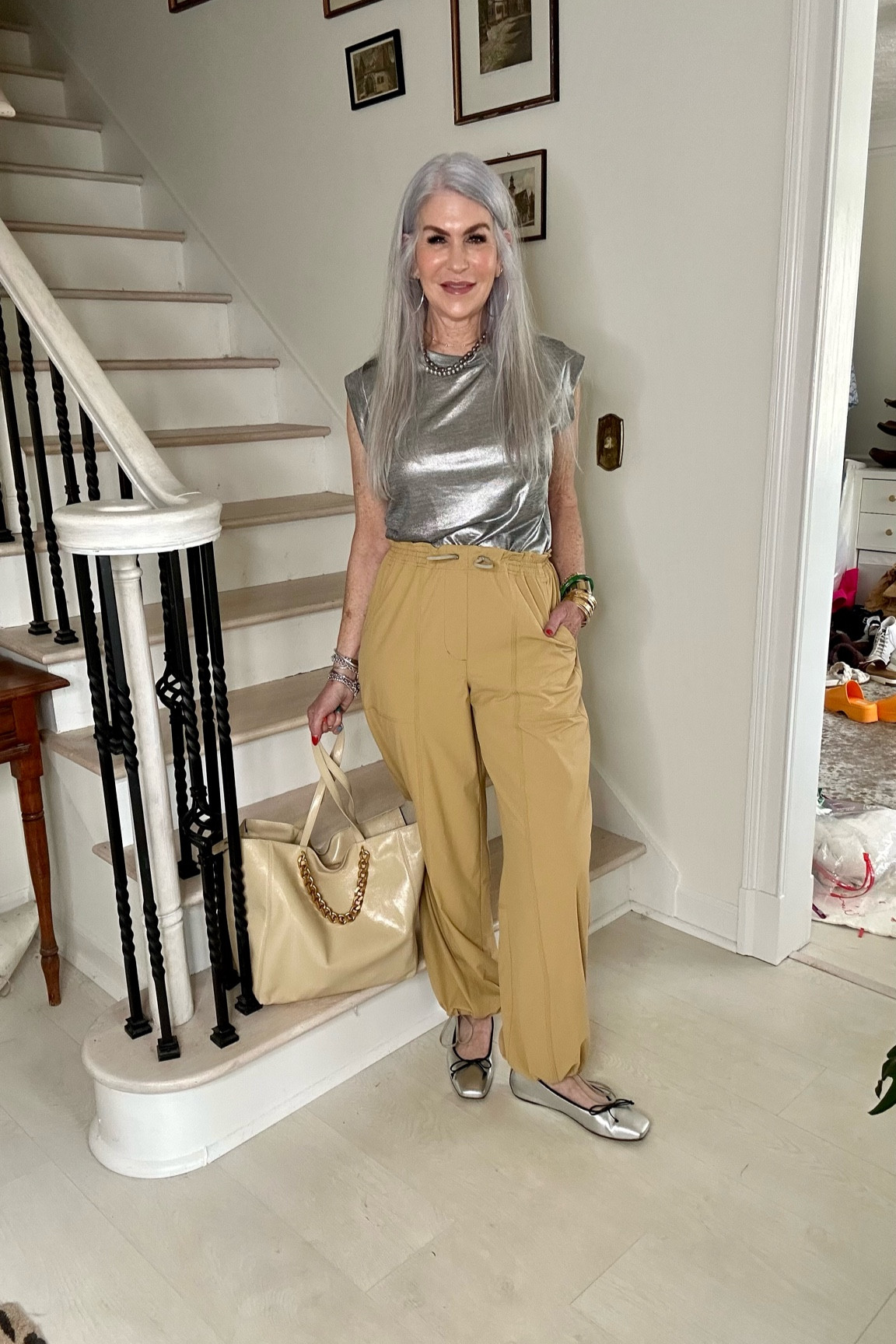 Easy outfits for travel
I knew we would be really busy while we were in Shanghai because it was a business trip for my husbands company. 
I wanted to support him while we were there and the last thing I wanted to ask him to do was take a picture of my outfit. 
I decided I’d take a few pictures of some of my outfits at home before we left on our trip. 
Here is one of the outfits I’m wearing. 
I love these parachute pants.  I found them on a last minute run to the mall before we left. This type of pant can be worn casual or more dressed up (like I’m wearing them here) They are extremely comfortable with an elastic waist band with toggles to loosen or tight up the fit. 
I wanted to be able to walk the convention in style then head to dinner with our suppliers. I think this works for both    

#LTKtravel #LTKFind #LTKworkwear