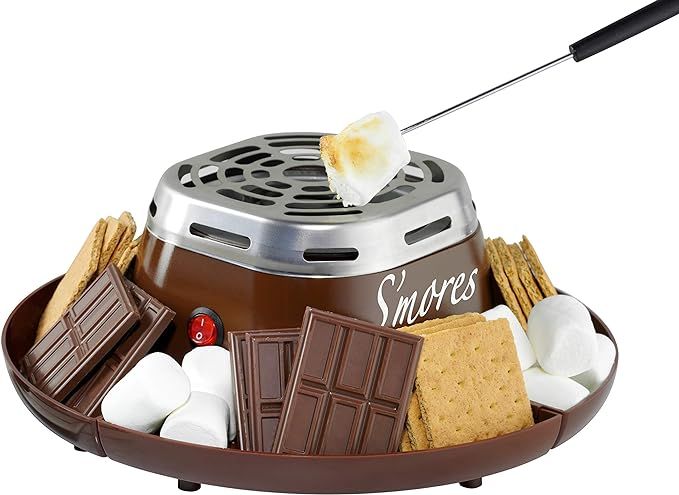 Indoor Electric Stainless Steel S'Mores Maker with 4 Compartment Trays for Graham Crackers, Choco... | Amazon (US)