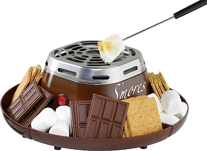 Nostalgia Indoor Electric Stainless Steel S'mores Maker with 4 Compartment Trays for Graham Crack... | Amazon (US)