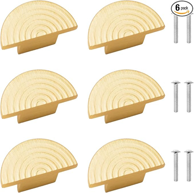 MOROBOR Half Moon Drawer Handles, 6PCS Gold Semi Circle Pulls Aluminum Alloy Hardware Modern Simp... | Amazon (US)