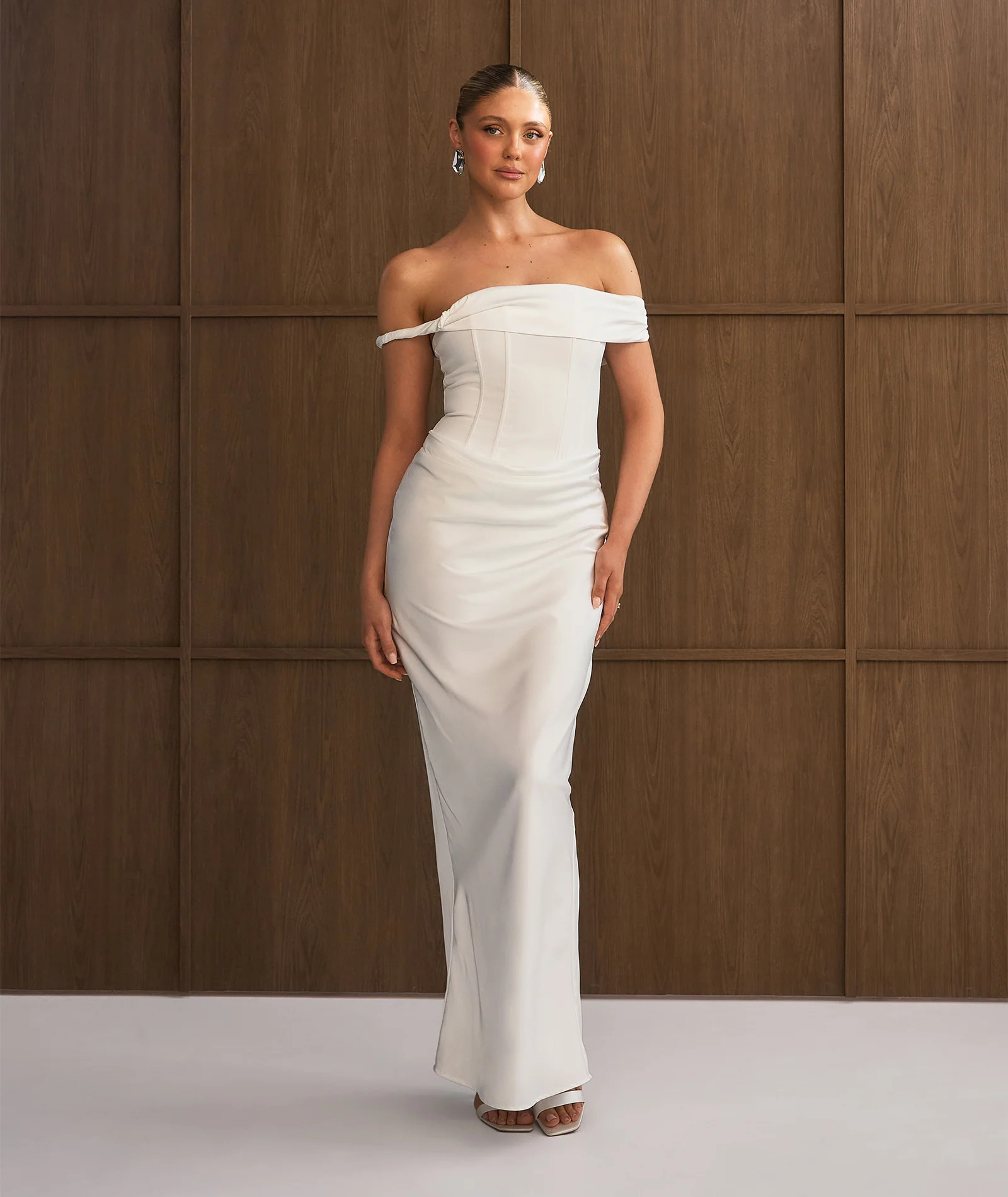 Twist Strap Corset Maxi Dress - White | Civil Ceremony & Courthouse White Wedding Dresses - 6 | Six Stories