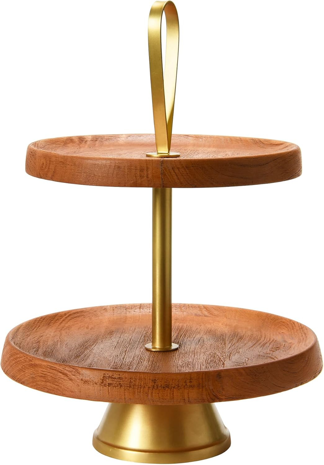 Amazon.com: Creative Co-Op Elegant Modern 2, Cake Stand or Desert Serve Ware Tower, Natural & Gol... | Amazon (US)