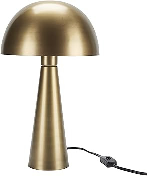 Nourison 16" Gold Modern Mushroom Accent Table Lamp with Plug in Cord, Minimalist Metal Dome Shad... | Amazon (US)