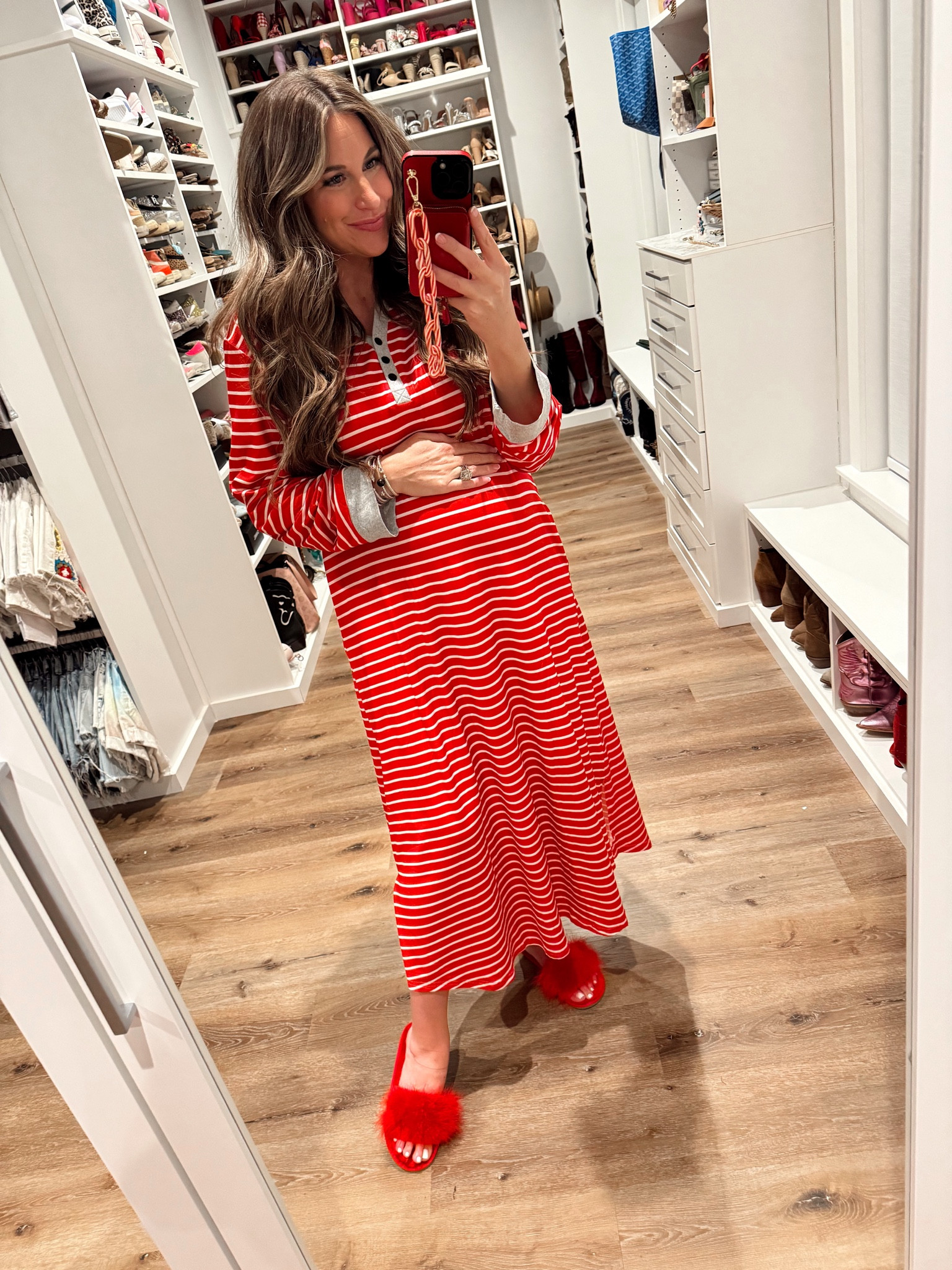 In a size large in holiday nightgown 