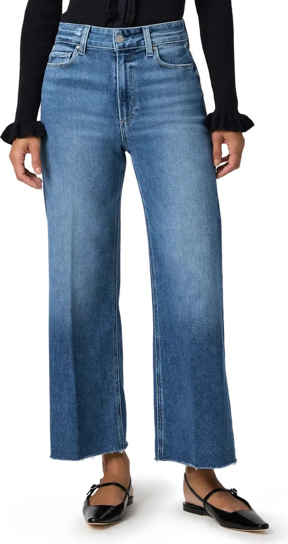 PAIGE Anessa High Waist Raw Hem Wide Leg Jeans | Nordstrom | Nordstrom