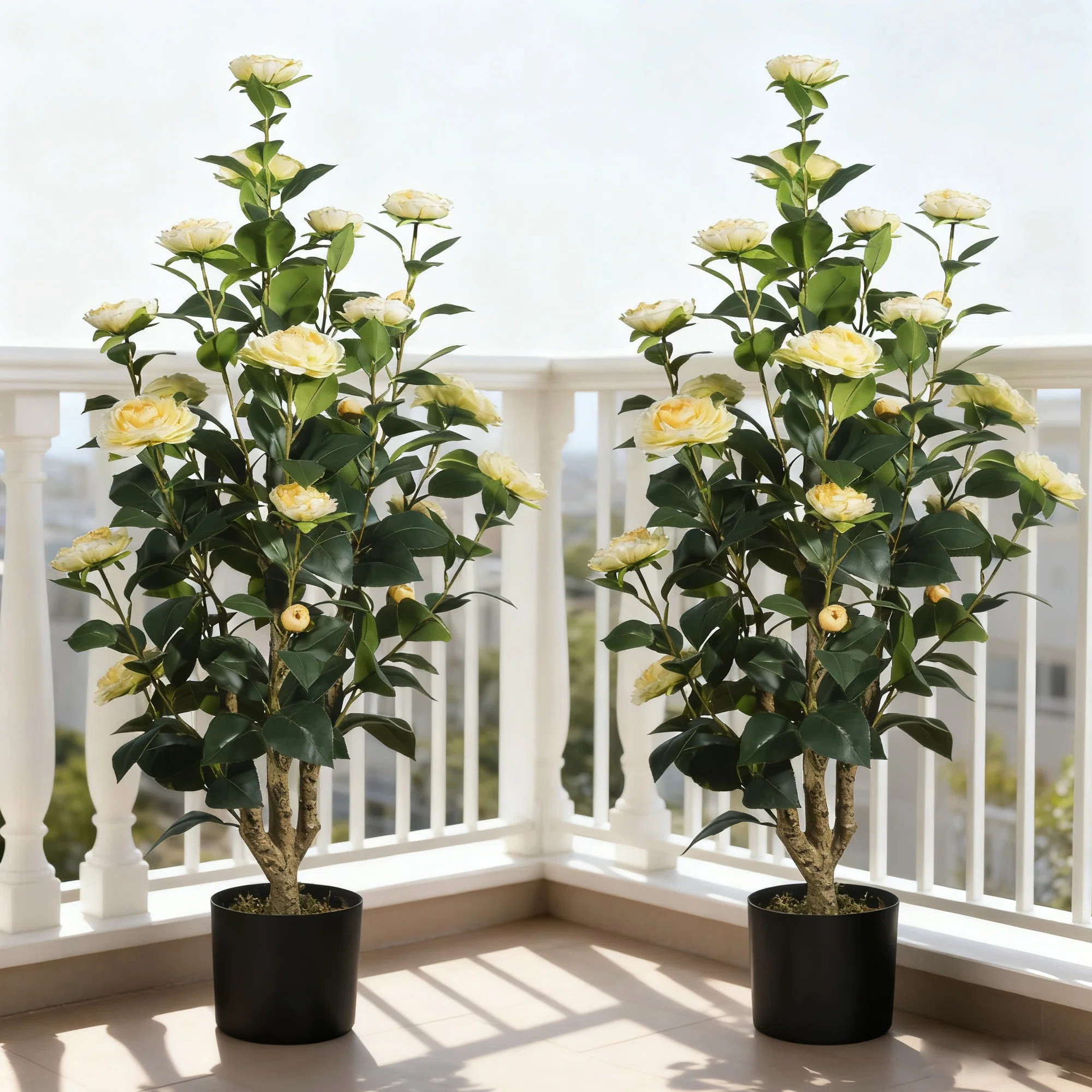 Artificial Camellia Plant, Faux Camellia Tree In Pot, Decorative Plant Fake Flower Tree Indoor Ou... | Wayfair North America