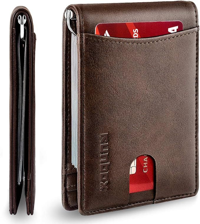 Amazon.com: RUNBOX Minimalist Slim Wallet for Men with Money Clip RFID Blocking Front Pocket Leat... | Amazon (US)