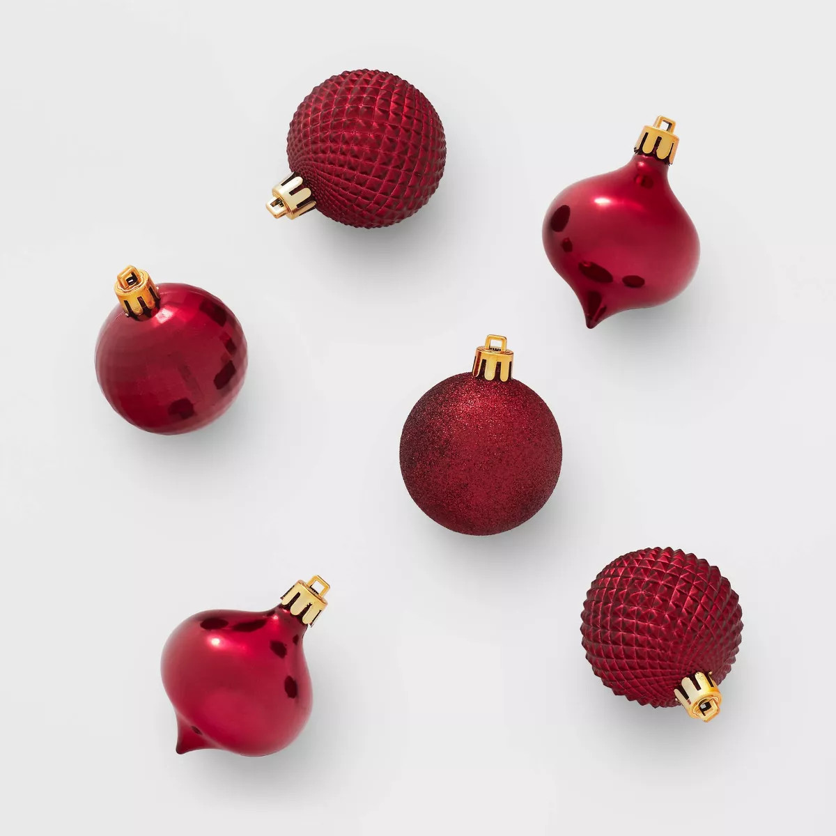 Shatter-Resistant Textured Plastic Christmas Tree Ornament Set 20pc Dark Red - Wondershop™ | Target