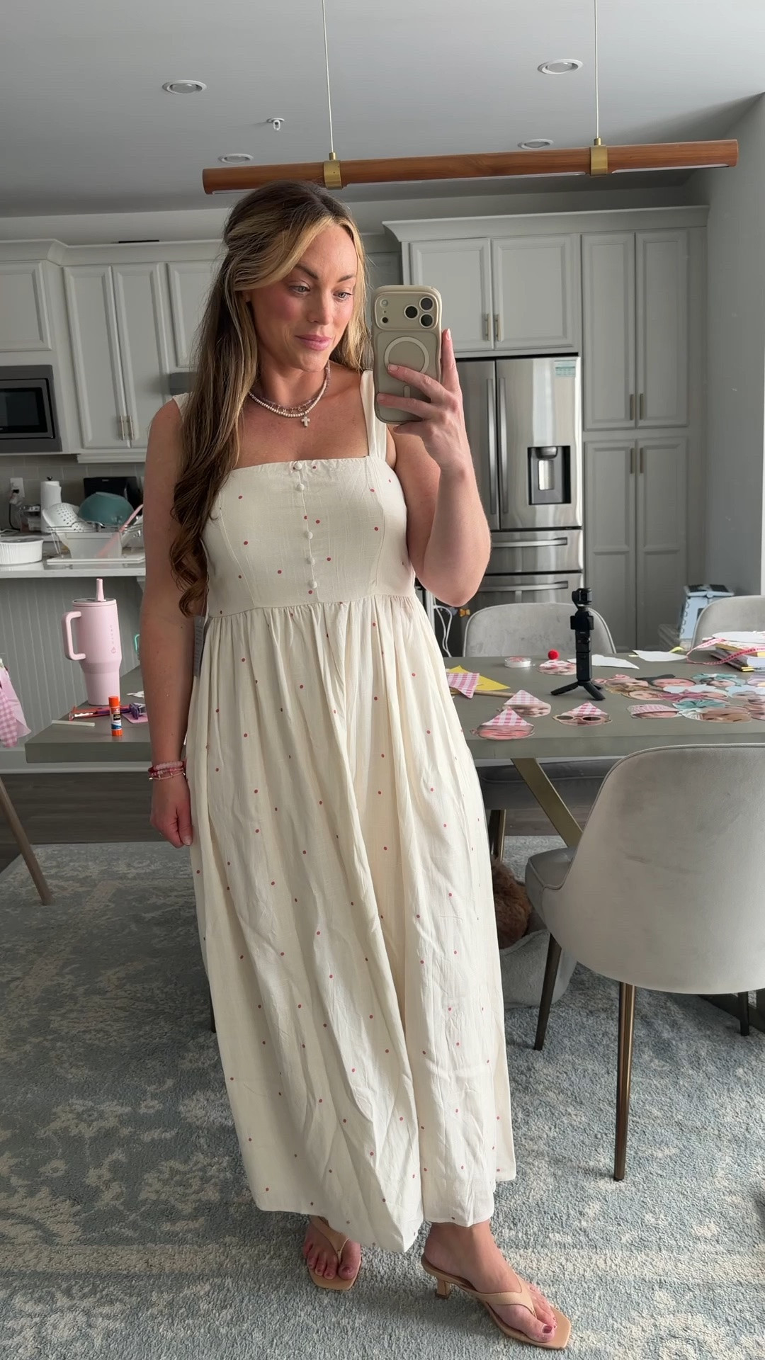 Comfortable summer dress with tiny little pink polka dots 🩷 wearing a medium in this!

#LTKmomlife #LTKMidsize #LTKvlog