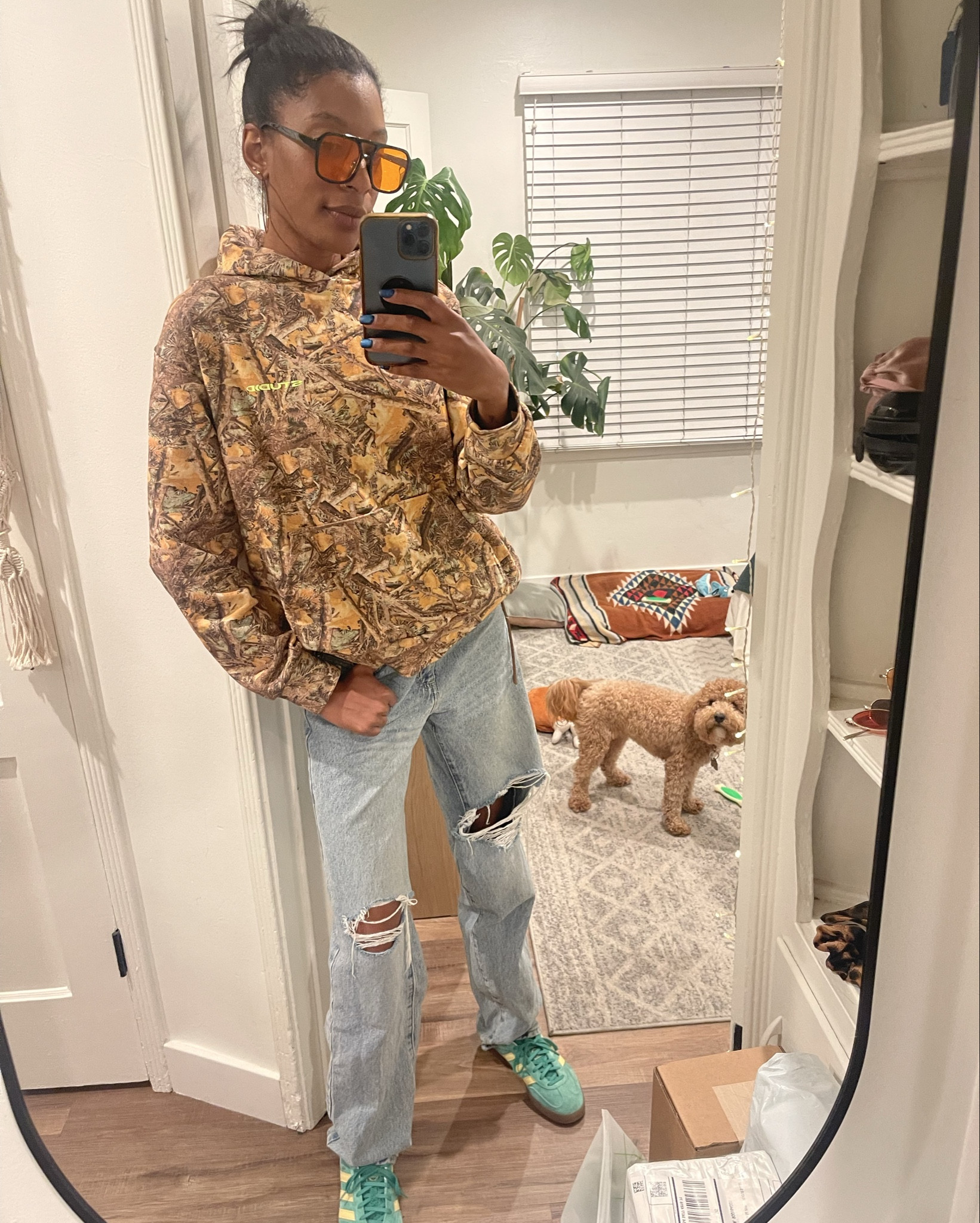 Winter look for chillier days
✨Hoodie - supervsn size small
✨ jeans - target universal thread size 2
✨ shoes - adidas samba 
✨ glasses - orange aviators 

#LTKFindsUnder100 #LTKSpringSale #LTKStyleTip