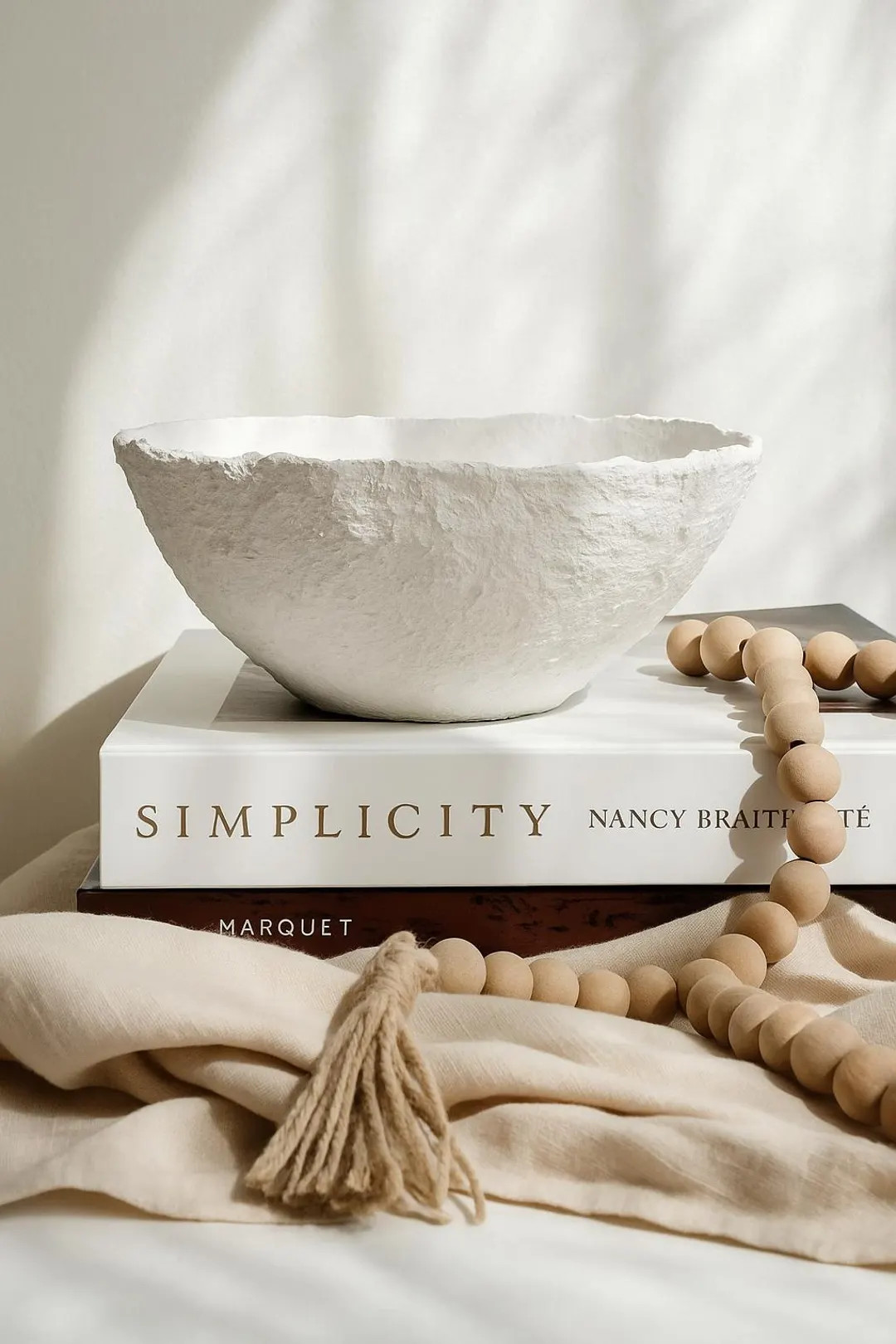 White Wabi Sabi Decorative Bowl, Textured Coastal Centerpiece Decor | Etsy (US)