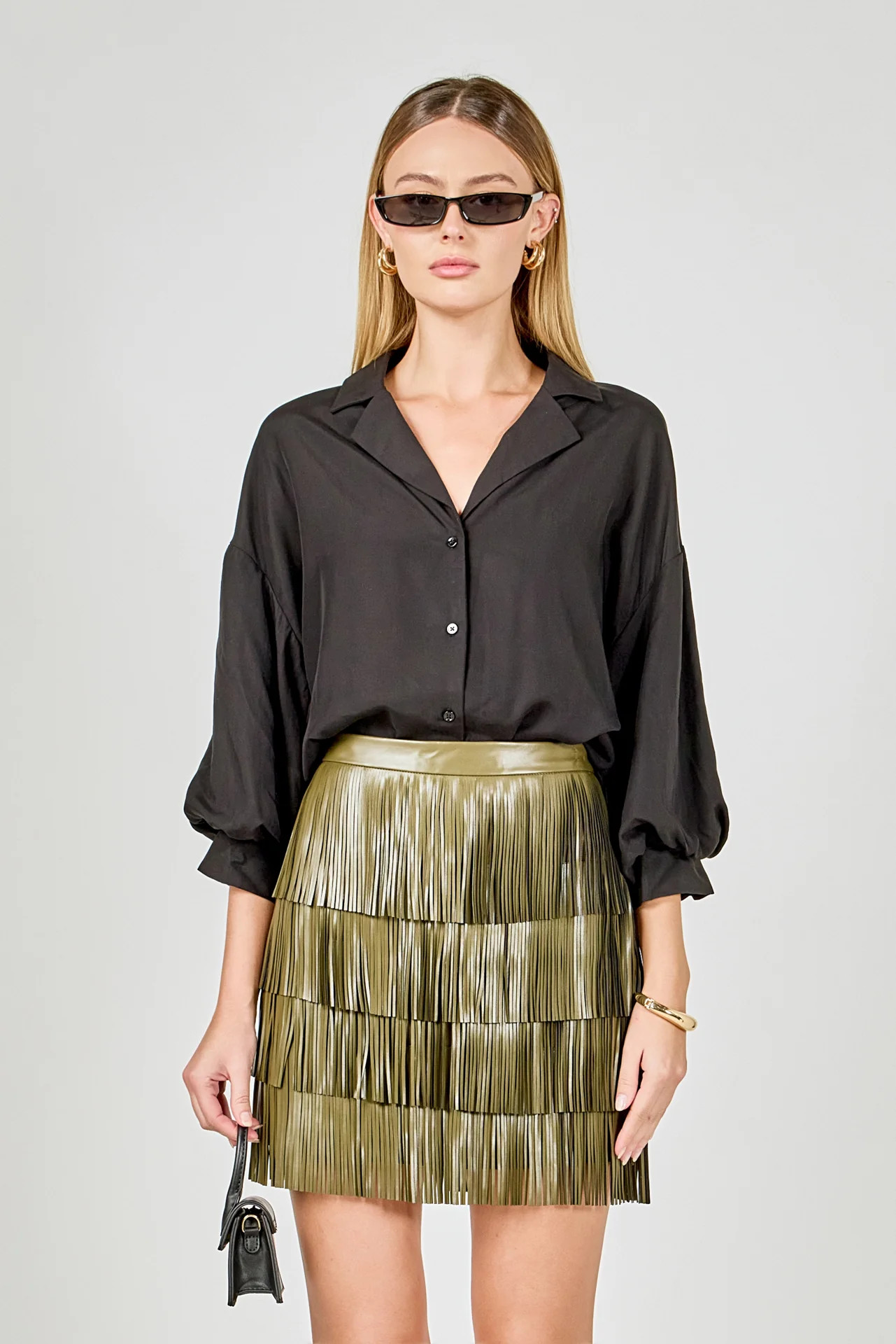 Faux Leather Fringe Mini Skirt | Endless Rose