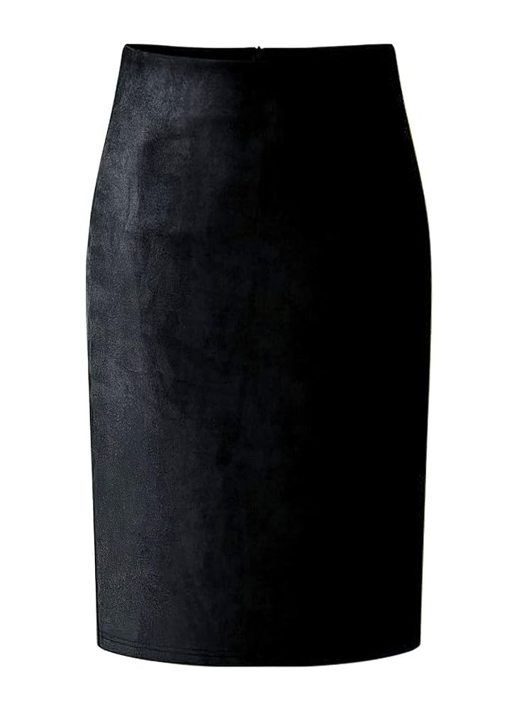 CHARTOU Womens Lightweight Elastic-Waist Faux Suede Leather Side Split Hip Packaged Skirt | Amazon (US)
