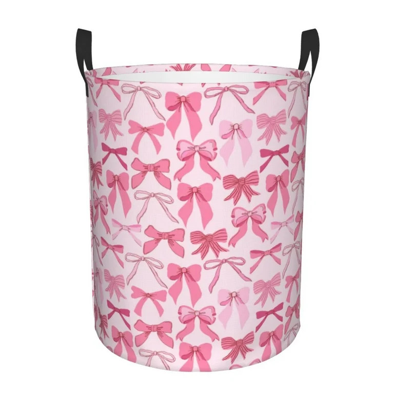 Goofa Pink bows Printed Circular Hamper,Laundry Basket with Handles,Storage Baskets Foldable,Larg... | Walmart (US)