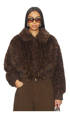 Bubish Hailey Faux Fur Bomber in Leopard from Revolve.com | Revolve Clothing (Global)