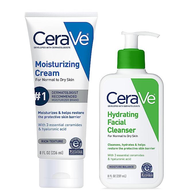 CeraVe Moisturizing Cream and Hydrating Face Wash Skin Care Set for Dry Skin | Face & Body Cream ... | Amazon (US)