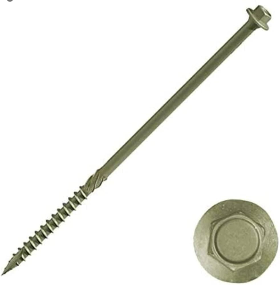 10x Timco Screws Index Hex Head Timber Landscape for sleepers wood Green Pack 6.7 x 250 mm of 10 | Amazon (UK)
