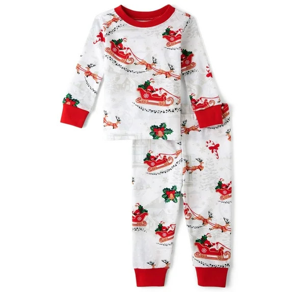 The Children's Place Baby Unisex Matching Family Santa Sleigh Snug Fit Cotton Pajamas, Sizes 0-24... | Walmart (US)