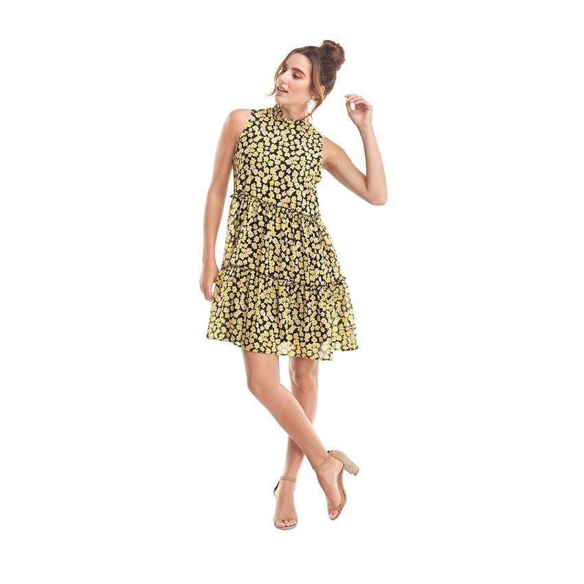 Naomi Ruffle Dress in Citrine Floral | Mud Pie (US)