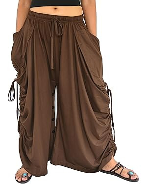 Sakoonee Women's Harem Pants Palazzo Dhoti Lounge Trousers, Convertible to a Skirt 2 Pockets Cott... | Amazon (US)
