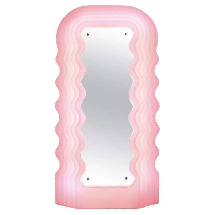 Ettore Sottsass Perplex and Pink Neon Lamp "Ultrafragola" Italian Mirror | 1stDibs