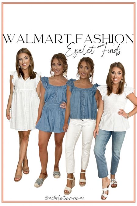 Excited to be sharing another roundup of Walmart fashion eyelet finds today! Walmart has been killing it with all their new eyelet pieces. Dresses, the cutest tops, matching sets and more. 

Walmart fashion. Walmart finds. Eyelet. LTK under 50. Walmart new arrivals. Affordable fashion. Summer style. 