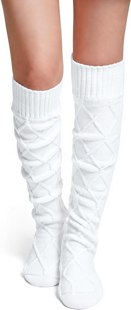 Pcavin Thigh High Socks for Women, Long Cable Knit Over Knee Boot Stockings | Amazon (US)