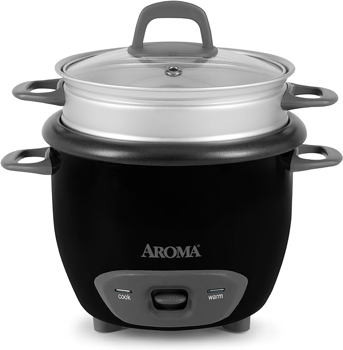Aroma Housewares 6-Cup (Cooked) Pot-Style Rice Cooker and Food Steamer, Black ARC-743-1NGB | Amazon (US)