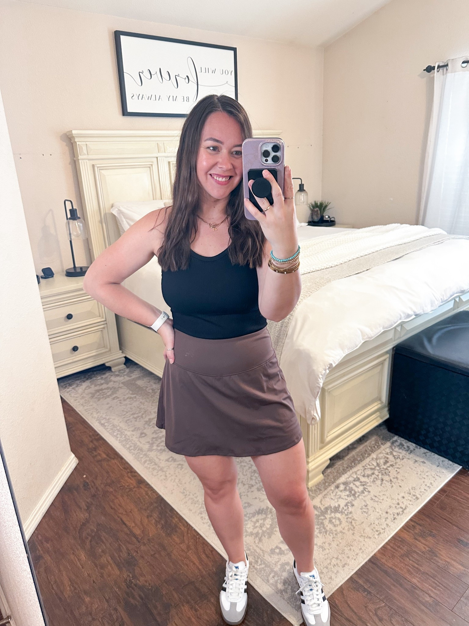 Ribbed tank with built in bra. I have the pack of 3 (black, white, blue) 
My skirt comes in a few color options. Very soft & comfortable! 

#LTKFindsUnder50 #LTKSummerEdit #LTKActive