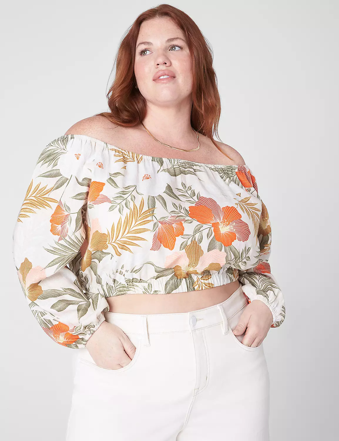 Classic Crop Convertible Off-The-Shoulder Top | LaneBryant | Lane Bryant (US)