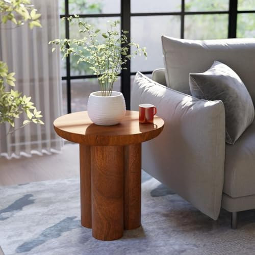 Relso Gaia Round End Table for Living Room and Farmhouse | Solid Mango Wood for Rustic Elegance |... | Amazon (US)