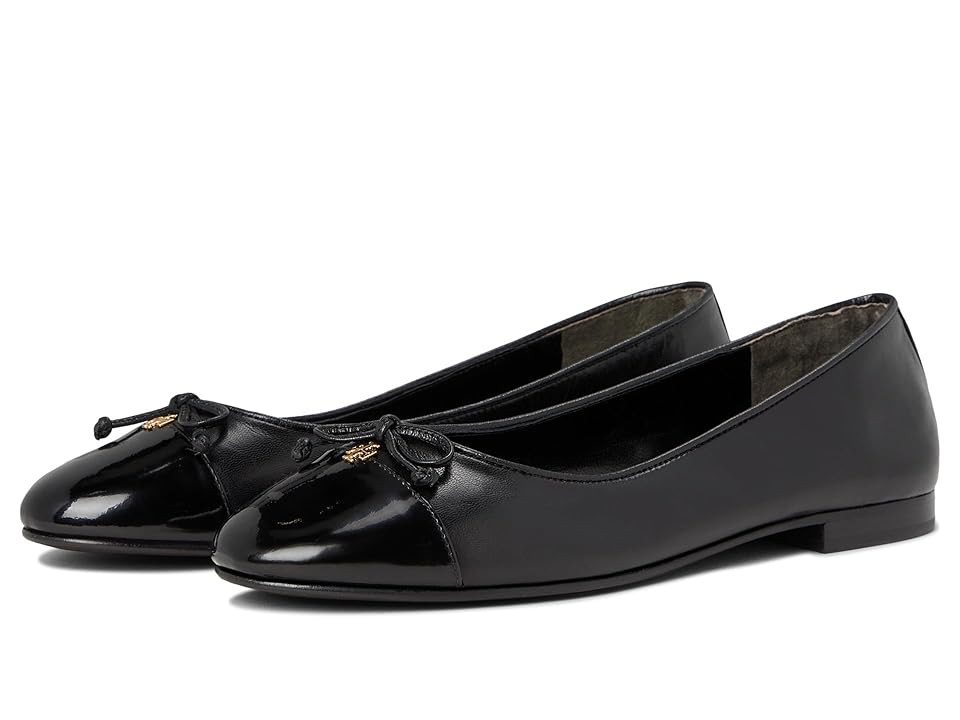 Tory Burch Cap-Toe Ballet Women's Shoes Perfect Black/Perfect Black : 7 M, Leather | Zappos