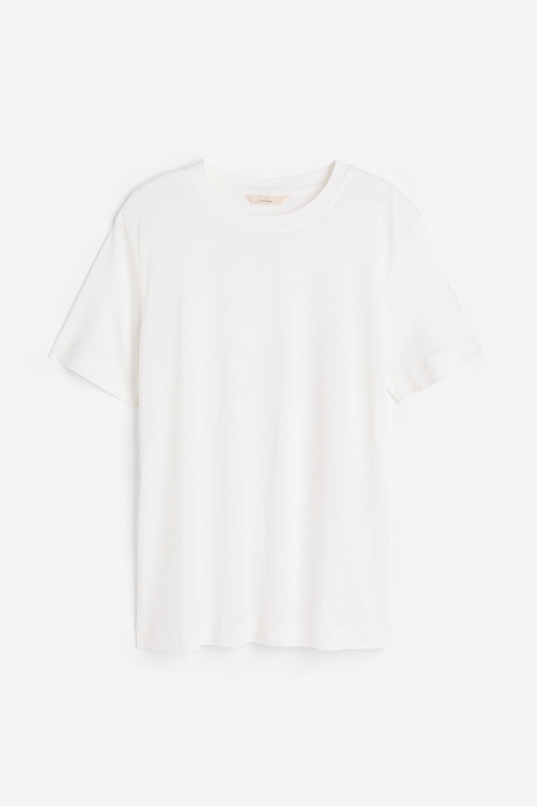 Women's White Silk-blend T-shirt | H&M GB | H&M (UK, MY, IN, SG, PH, TW, HK)