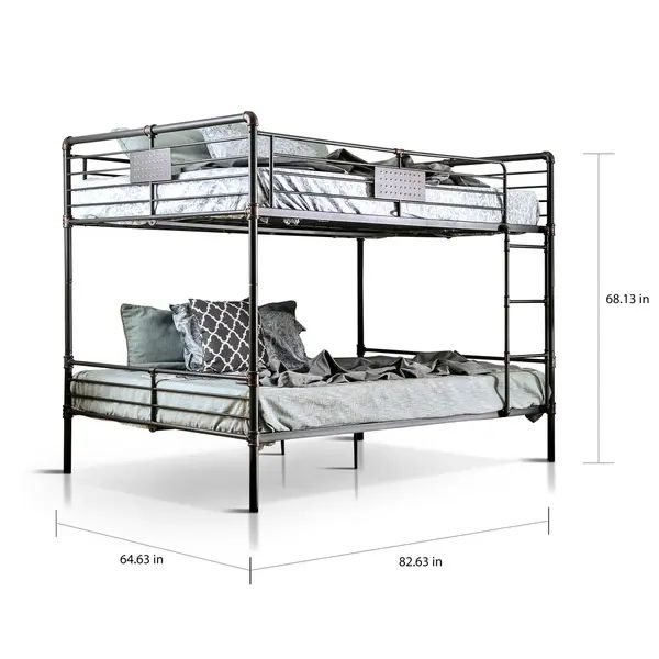 Furniture of America Wini Industrial Black Queen over Queen Bunk Bed | Bed Bath & Beyond