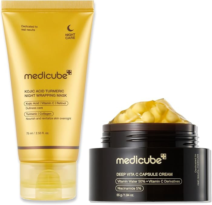 medicube Glass Skin Refining Duo at Night: Deep Vitamin C Golden Capsule Face Moisturizer and Tur... | Amazon (US)