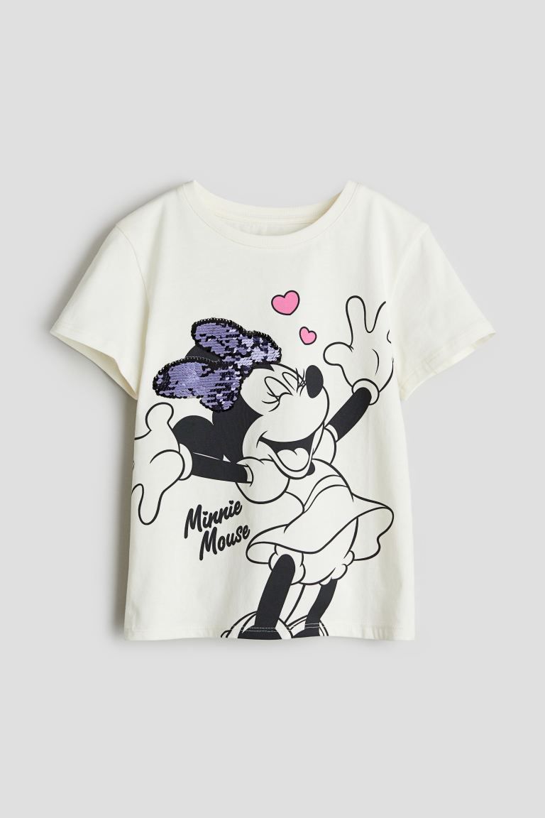 Flip-sequin T-shirt - White/Minnie Mouse - Kids | H&M US | H&M (US + CA)