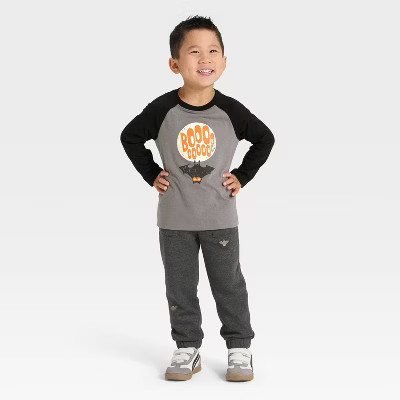 Toddler Boys' Long Sleeve Halloween French Terry Shirt and Pants Set - Cat & Jack™ Gray 12M | Target